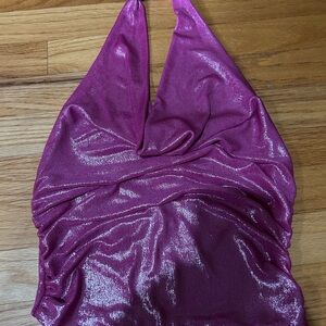 Pink Plunging Neckline top